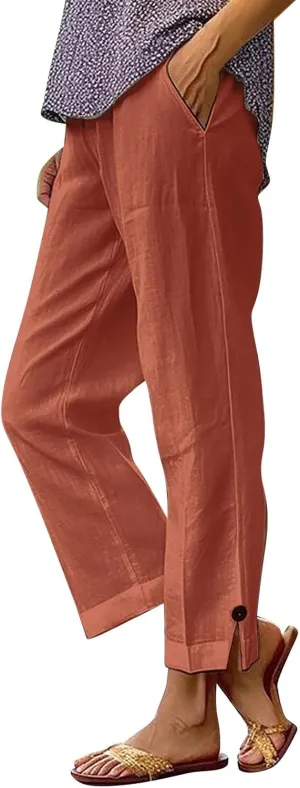 Linen Pants Women 2025 Summer Casual Loose Wide Leg Palazzo Pants Spring High Waist Beach Vacation Outfits for Women