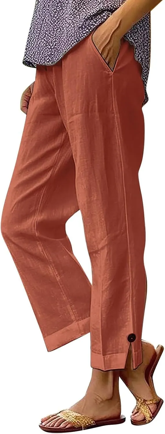 Linen Pants Women 2025 Summer Casual Loose Wide Leg Palazzo Pants Spring High Waist Beach Vacation Outfits for Women