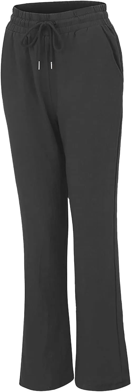 Linen Pants Women Long Summer Vacation Beach Pants Casual Cotton Linen Soft Comfy Lounge Pants Trousers with Pockets