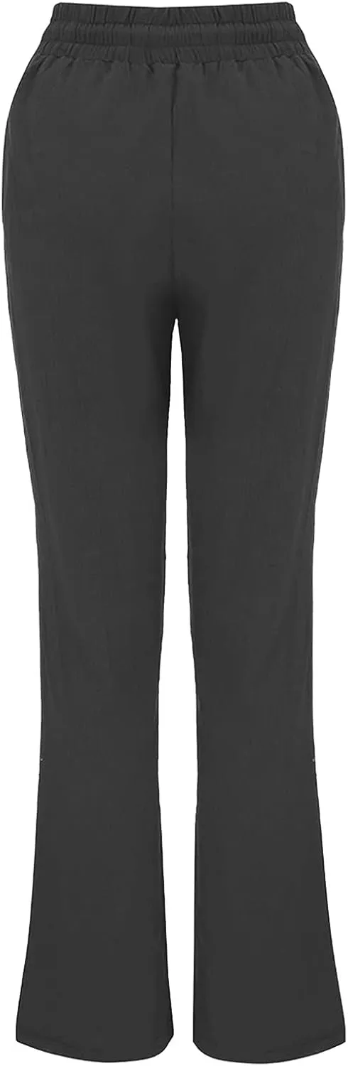 Linen Pants Women Long Summer Vacation Beach Pants Casual Cotton Linen Soft Comfy Lounge Pants Trousers with Pockets