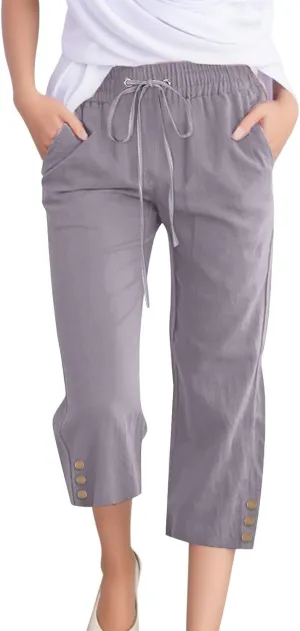 Linen Pants Women Plus Size Tapered Women's Spring and Summer Cotton and Linen Trousers Plus Size Wide Leg Pants