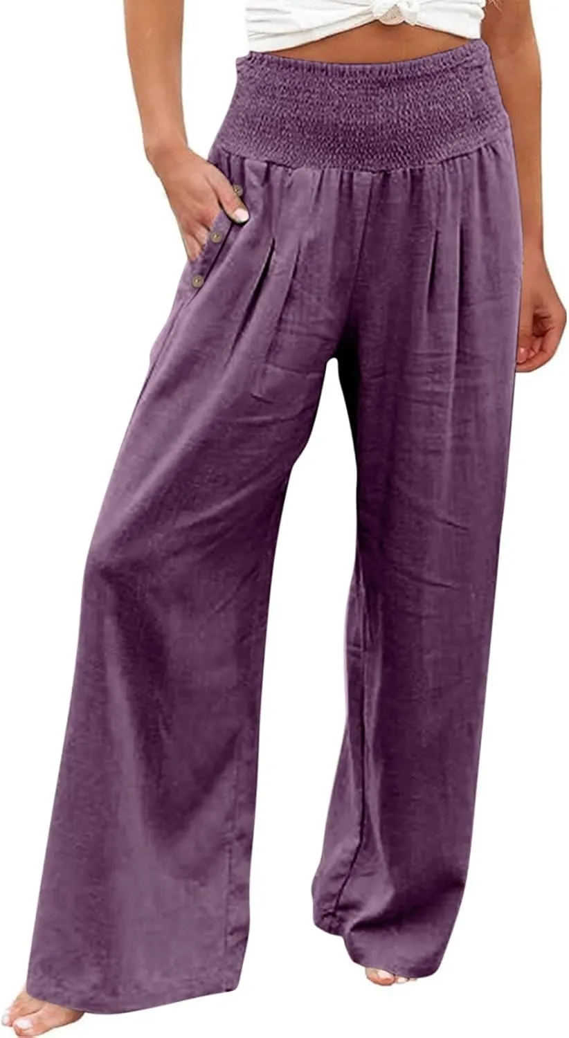 Linen Pants Women Plus Size Tapered Women's Spring and Summer Cotton and Linen Trousers Plus Size Wide Leg Pants