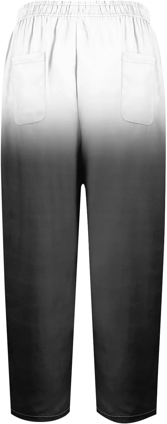 Linen Pants Women Women High Waisted Wide Leg Plus Size Capri Pants Lightweight Capri Trousers S 5XL Capri Pants