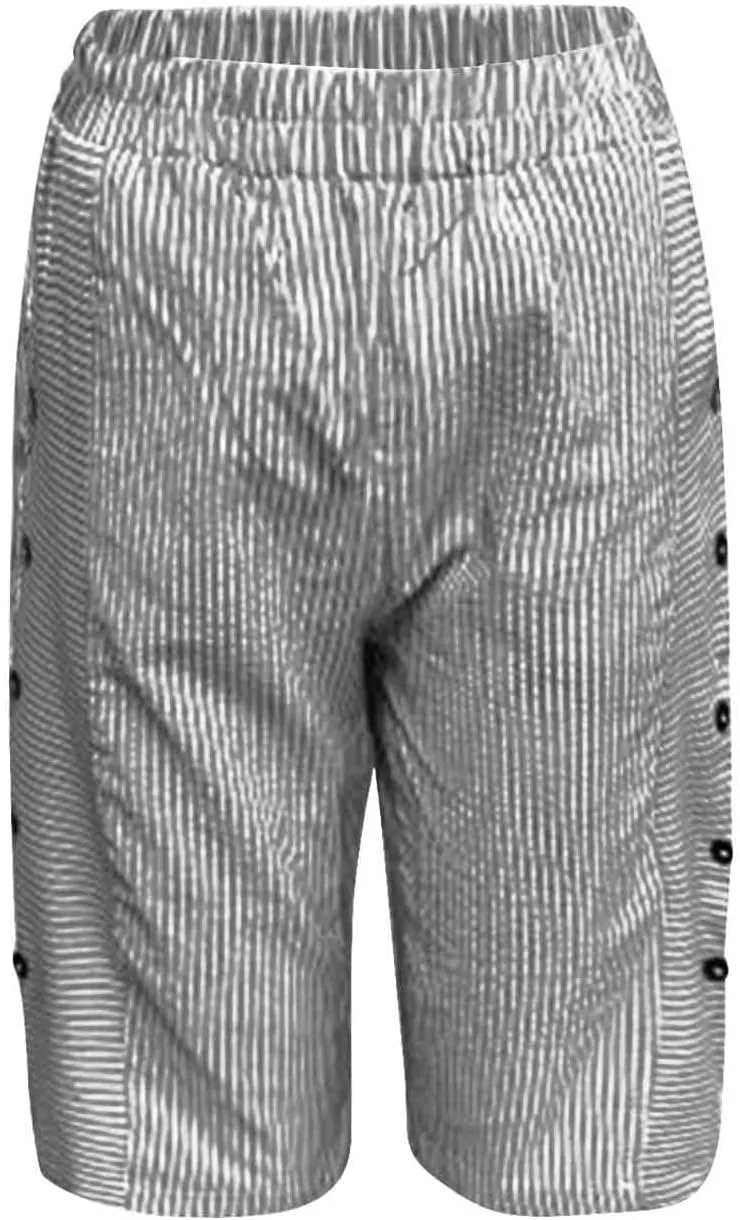 Linen Shorts for Women 2025 Summer Trendy High Waisted Wide Leg Side Button Bermuda Short Loose Pants with Pockets