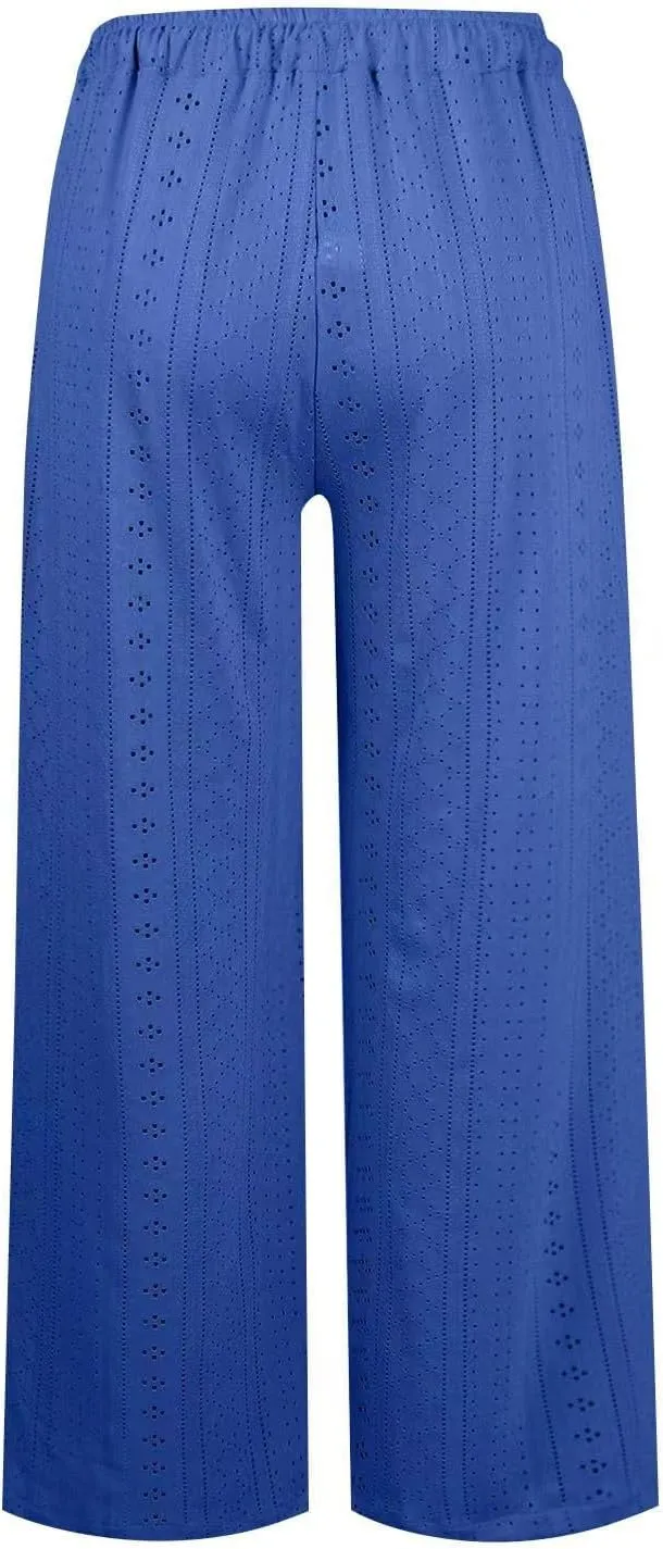 Lmdudan Wide Leg Linen Pants for Women 2025 Summer Boho High Waisted Palazzo Pants Baggy Comfy Beach Pants with Pockets