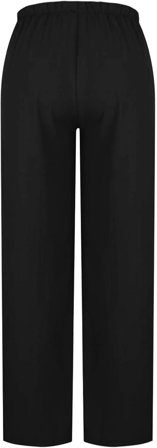 Lmdudan Women's Cotton Linen Sweatpants Drawstring Wide Leg Baggy Pants 2025 Summer Loose Comfy Trousers with Pockets