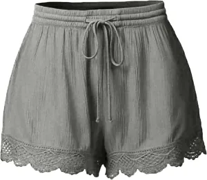 LRMQS Women's Casual Shorts with Pockets, Blue, Size 4X, Plus Size, 5 Inch, Loose Fit, Solid, 2 Pockets, Adult