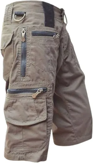 Men Cargo Shorts and Pants Leisure Color Fashion Men's Solid Summer Men's pants Chores Para Hombre Men's Cargo Black