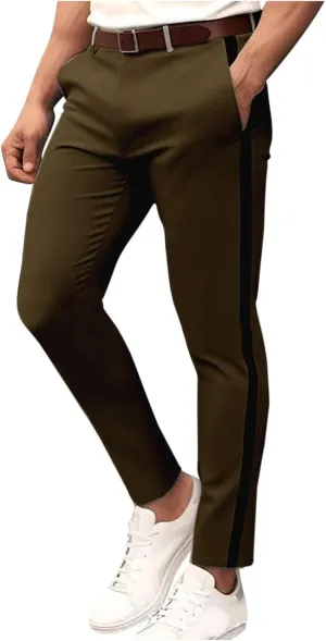 Men Suit Dress Pants Slim Fit Stretch Flat-Front Skinny Chino Pants Business Casual Golf Pants for Groomsmen Wedding
