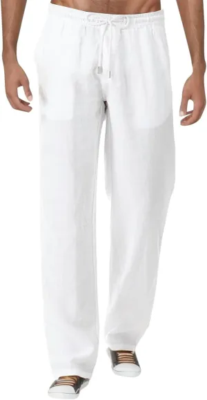 Men's 2023 Trendy Linen Pants Loose Joggers Lightweight Straight Fast Dry Trousers with Pockers Yoga Beach Pants