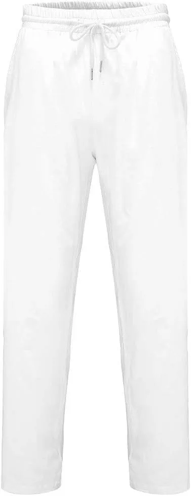 Men's 2023 Trendy Linen Pants Loose Joggers Lightweight Straight Fast Dry Trousers with Pockers Yoga Beach Pants