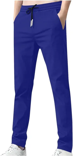 Mens Big and Tall Pants Casual Summer Workout Athletic Pants Elastic Waist Slim Fit Trousers with Pockets