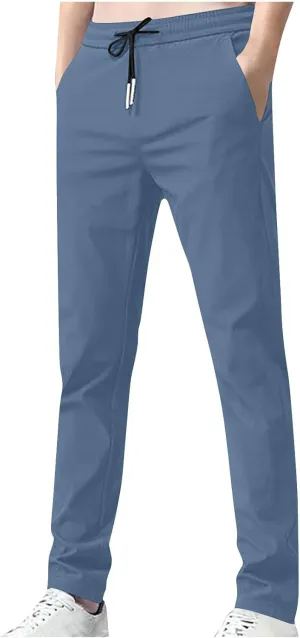 Mens Big and Tall Pants Casual Summer Workout Athletic Pants Elastic Waist Slim Fit Trousers with Pockets