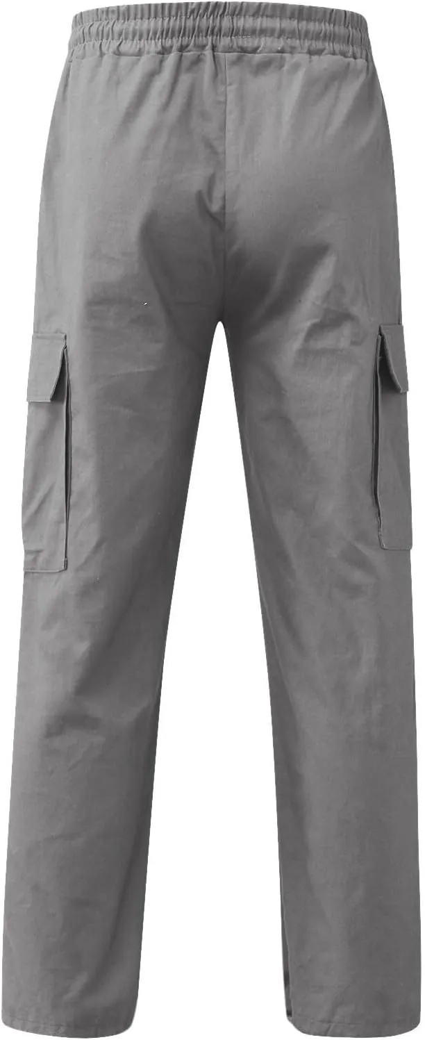 Mens Cargo Pants Casual Joggers, Big and Tall Athletic Pants, Cotton Loose Baggy Pants Straight Leg Sweatpants