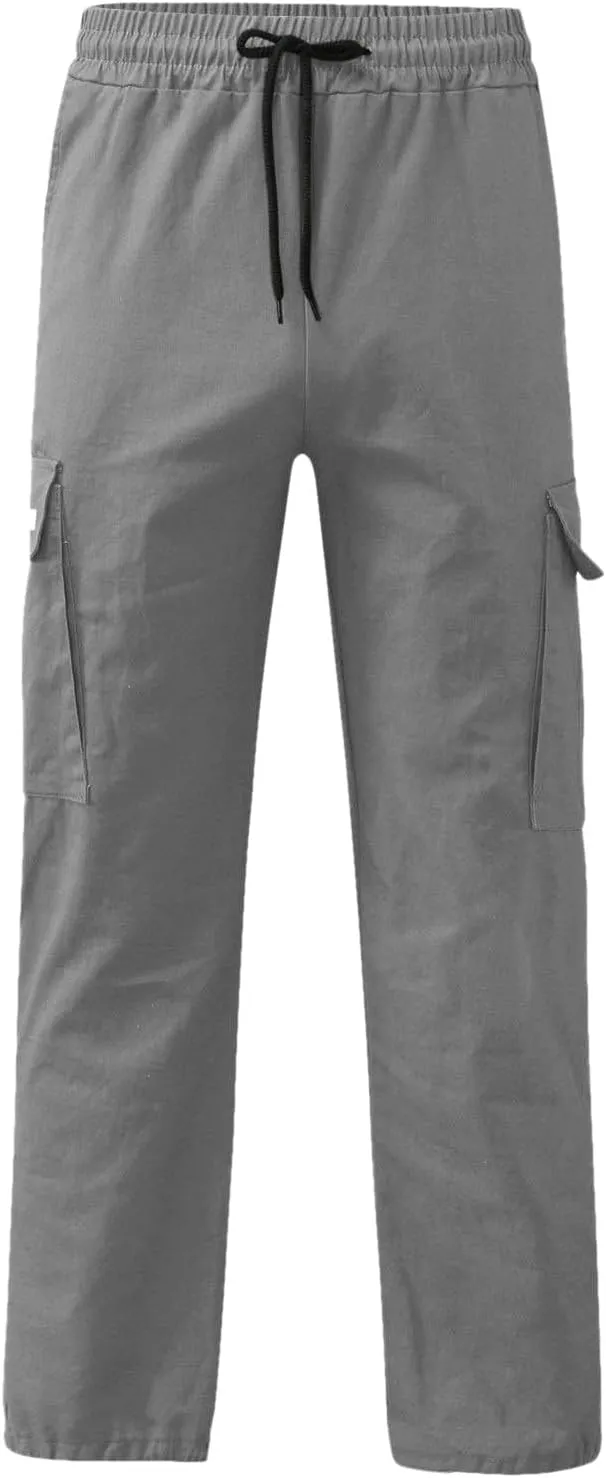 Mens Cargo Pants Casual Joggers, Big and Tall Athletic Pants, Cotton Loose Baggy Pants Straight Leg Sweatpants
