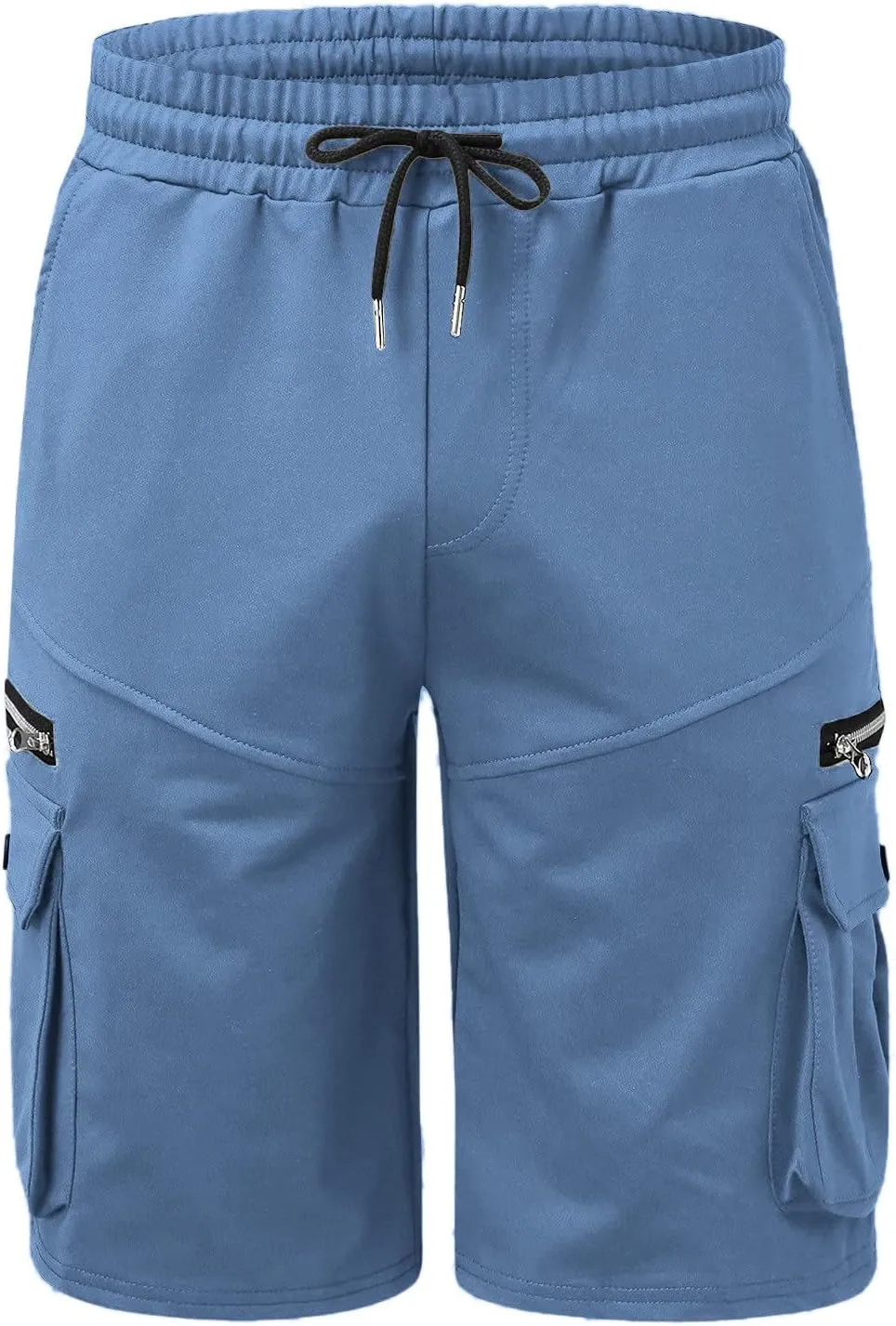 Men's Cargo Shorts Elastic Waist Running Hiking Bermuda Quick Dry Lightweight Outdoor Short Pants with Multipockets