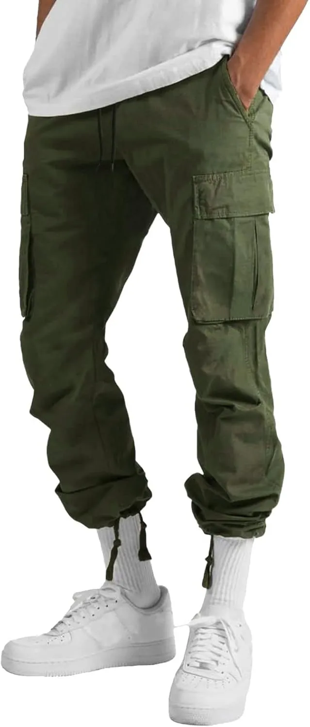 Men's Casual Cargo Pants Loose Loose Fit Hiking Trousers Athletic Pants Outdoor Wearing Pants with Pockets Joggers