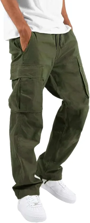 Men's Casual Cargo Pants Loose Loose Fit Hiking Trousers Athletic Pants Outdoor Wearing Pants with Pockets Joggers