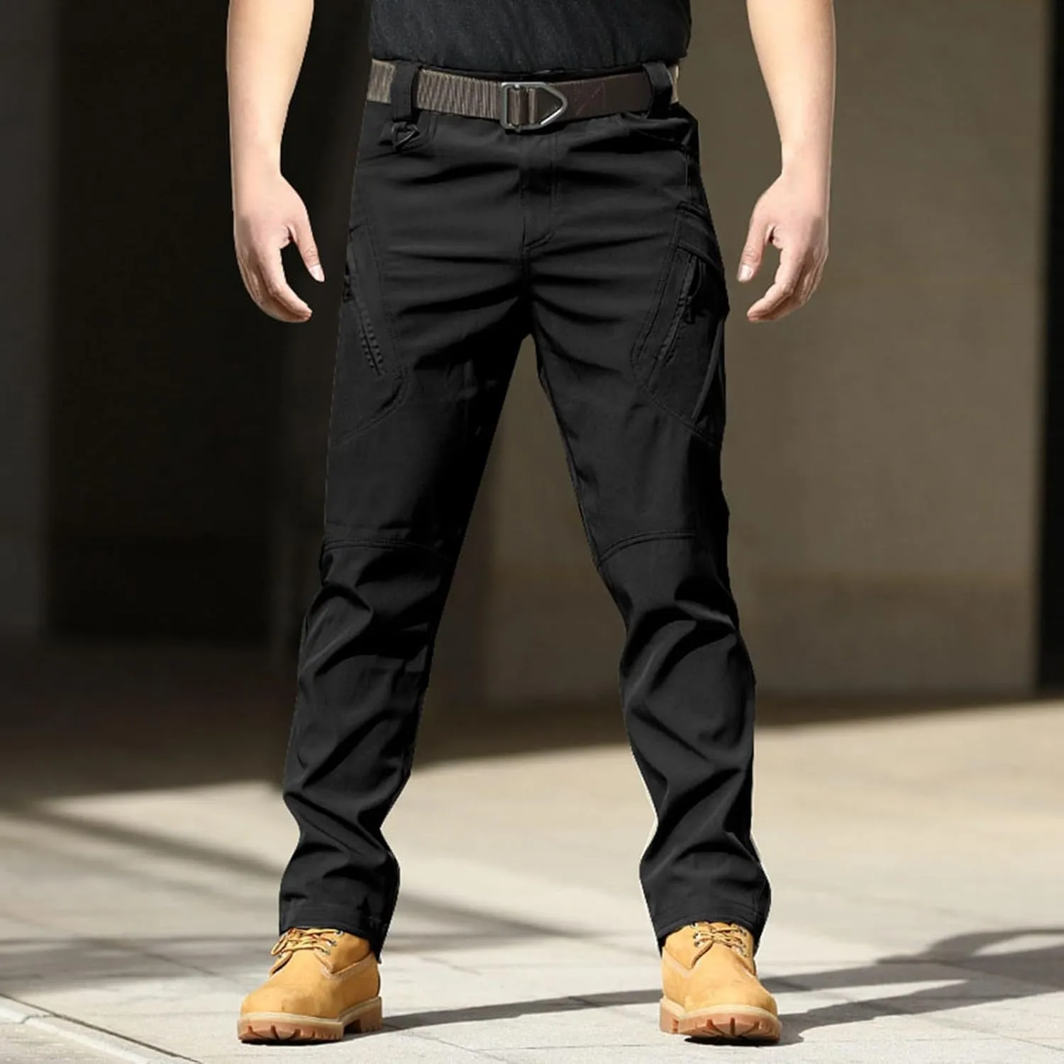 Mens Casual Cargo Pants Tactical Workout Sport Pants Multi-Pocket Straight Leg Trousers Running Joggers