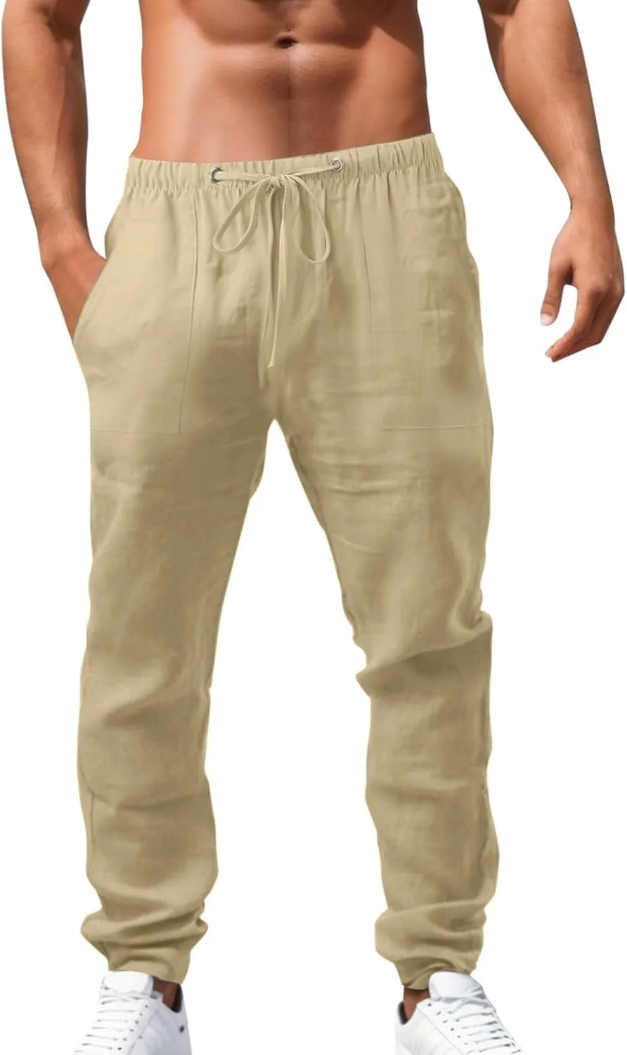 Mens Casual Cotton Linen Pants Fashion Hawaiian Print Trousers Workout Running Joggers Beach Summer Pants Chino Pants Slim Fit