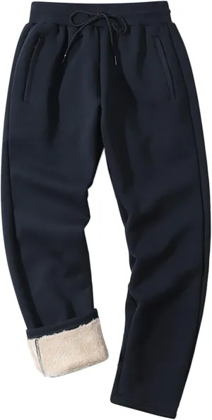 Mens Casual Cotton Sweatpants Breathable Comfy Joggers Sports Pants Fall Winter Long Trousers with Pockets