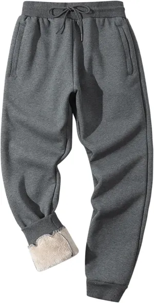 Mens Casual Cotton Sweatpants Drawstring Baggy Wide Straight Leg Sports Pants Outdoor Hiking Trousers