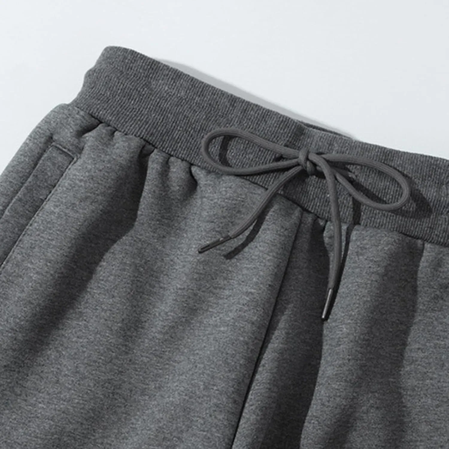 Mens Casual Cotton Sweatpants Drawstring Baggy Wide Straight Leg Sports Pants Outdoor Hiking Trousers