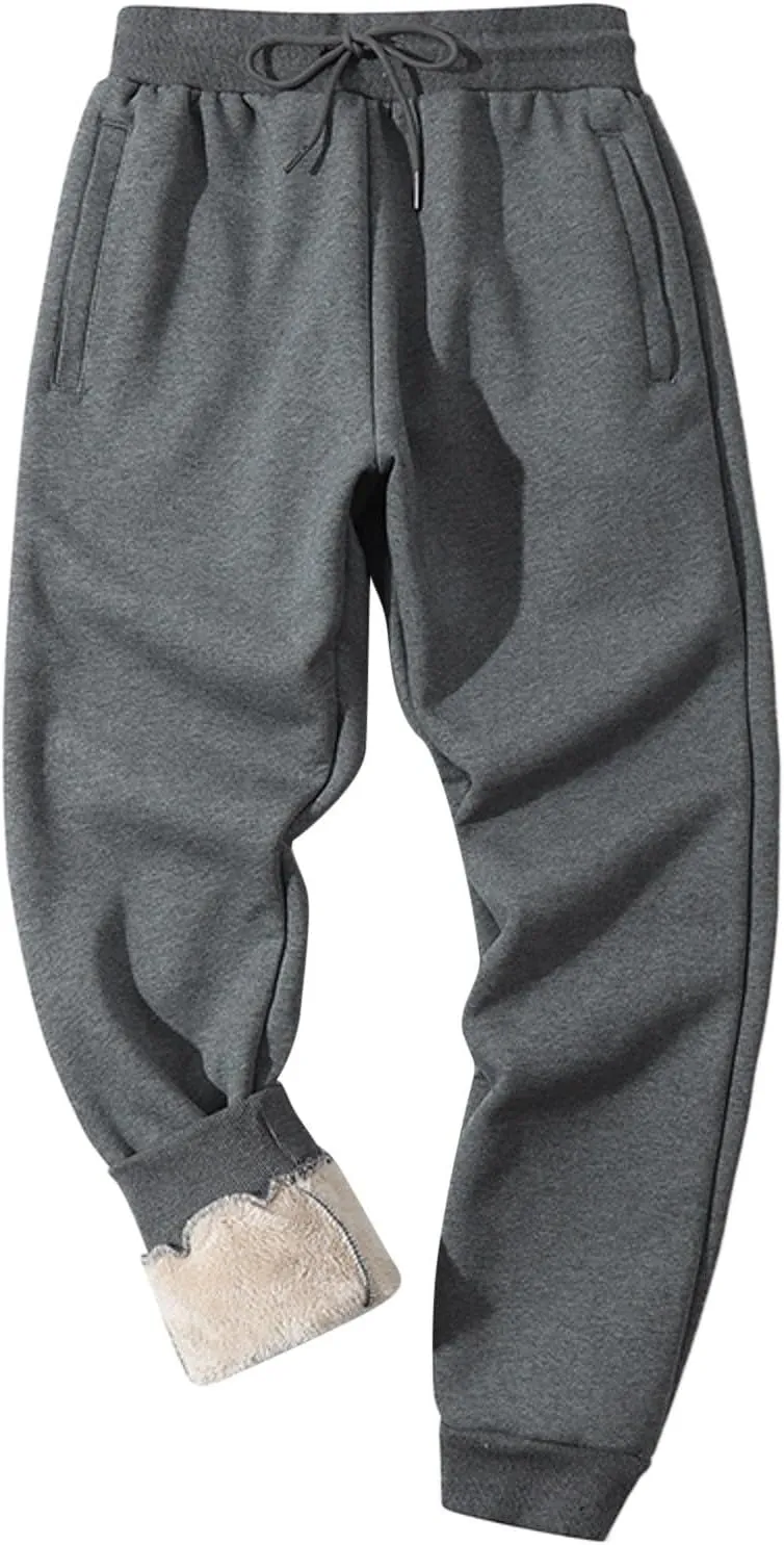Mens Casual Cotton Sweatpants Drawstring Baggy Wide Straight Leg Sports Pants Outdoor Hiking Trousers