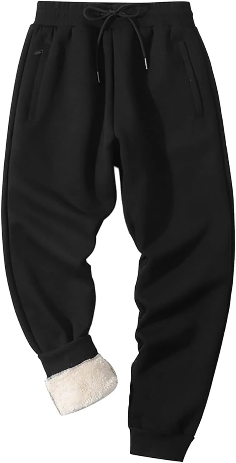 Mens Casual Cotton Sweatpants Drawstring Elastic Waist Wide Leg Pant Loose Fit Baggy Pants House Trousers