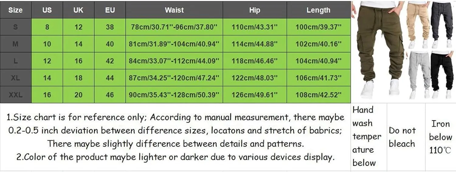 Mens Casual Cotton Sweatpants Solid Color Joggers Lounge Athletic Gym Pants Hiking Hunting Work Trousers