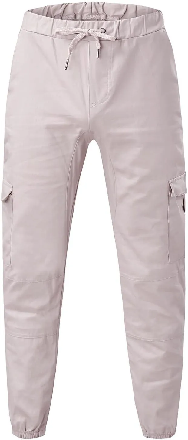 Men's Casual Solid Color Sweatpants Multi Pockets Pants Hiking Athletic Trousers Outdoor Wearing Pants with Pockets