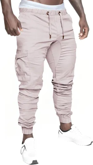 Men's Casual Solid Color Sweatpants Multi Pockets Pants Hiking Athletic Trousers Outdoor Wearing Pants with Pockets