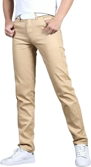 Mens Dress Slacks Plain Straight Leg Casual Pants Outdoor Trendy Open Bottom Summer Fashion Trousers with Pockets