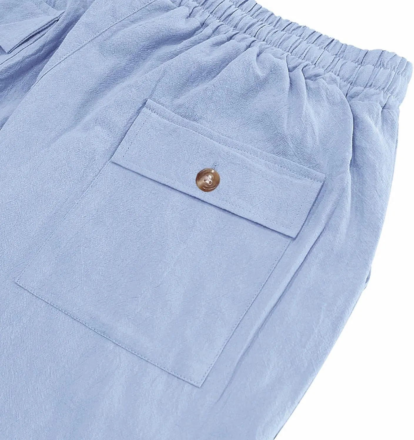 Men's Linen Pants 2 Pack Casual Pant Multipack Summer Outdoor Vacation Beach Trousers Open Bottom Slacks with Pockets