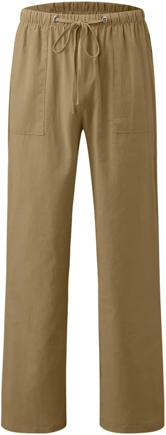 Mens Pants Casual Cotton 2025 Loose Fit Lightweight Trendy Beach Pant Big and Tall Outdoor Fashion Relax Fit Outfits
