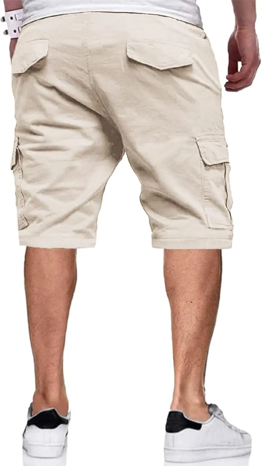 Men's Shorts Cargo Mens Cotton Men Casual Patriotic Elastic Waist for Summer Workwear Linen Big Tall Wear