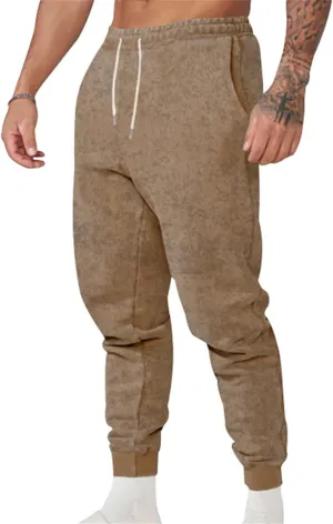 Men's Stretch Cargo Sweatpants Drawstring Elastic Tapered Pants Wide Leg Track Pants Slim Fit Trousers with Pockets