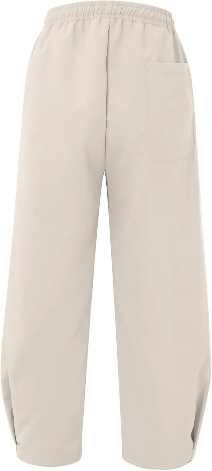 Men's Summer Beach Pants Elastic Waist Joggers Regular Fit Solid Color Pant Summer Long Trousers with Pockets