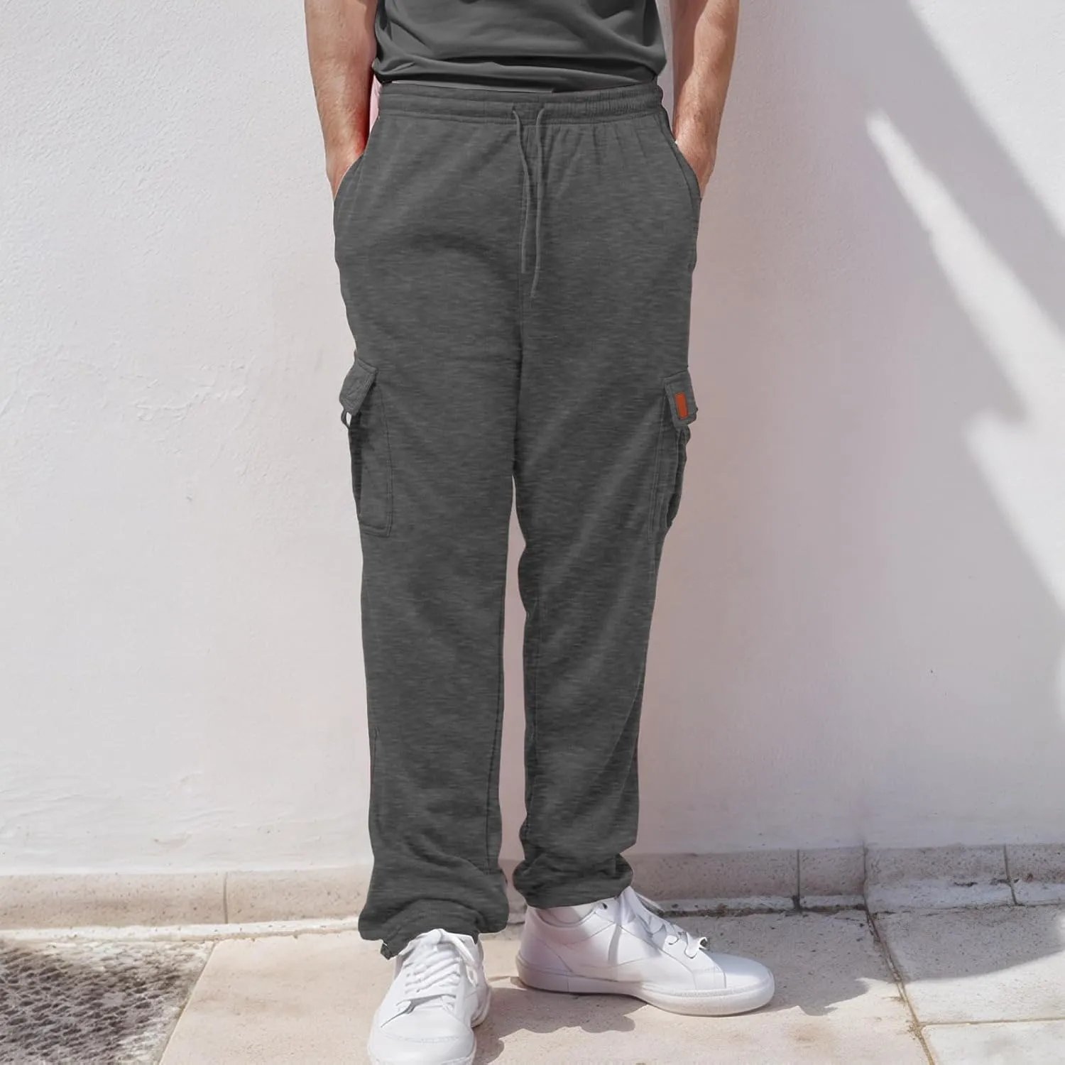 Men's Sweatpants Drawstring Sports Trousers Sport Pants Gym Joggers for Men Yoga Pants Loose Fleece Sweatpants