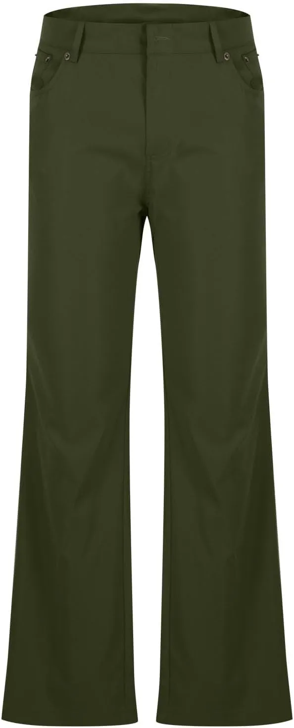 Muscularfit Men's Pants Slim Fit Stretch Fashion Chino Bell Bottom Flares Pants Causal Vintage Zipper Button Autumn Trousers