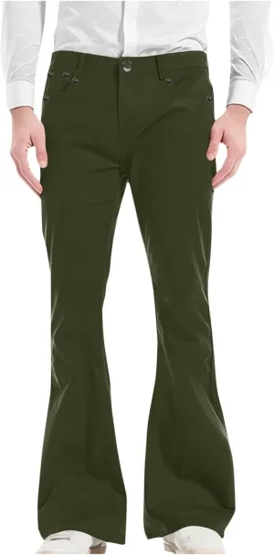 Muscularfit Men's Pants Slim Fit Stretch Fashion Chino Bell Bottom Flares Pants Causal Vintage Zipper Button Autumn Trousers