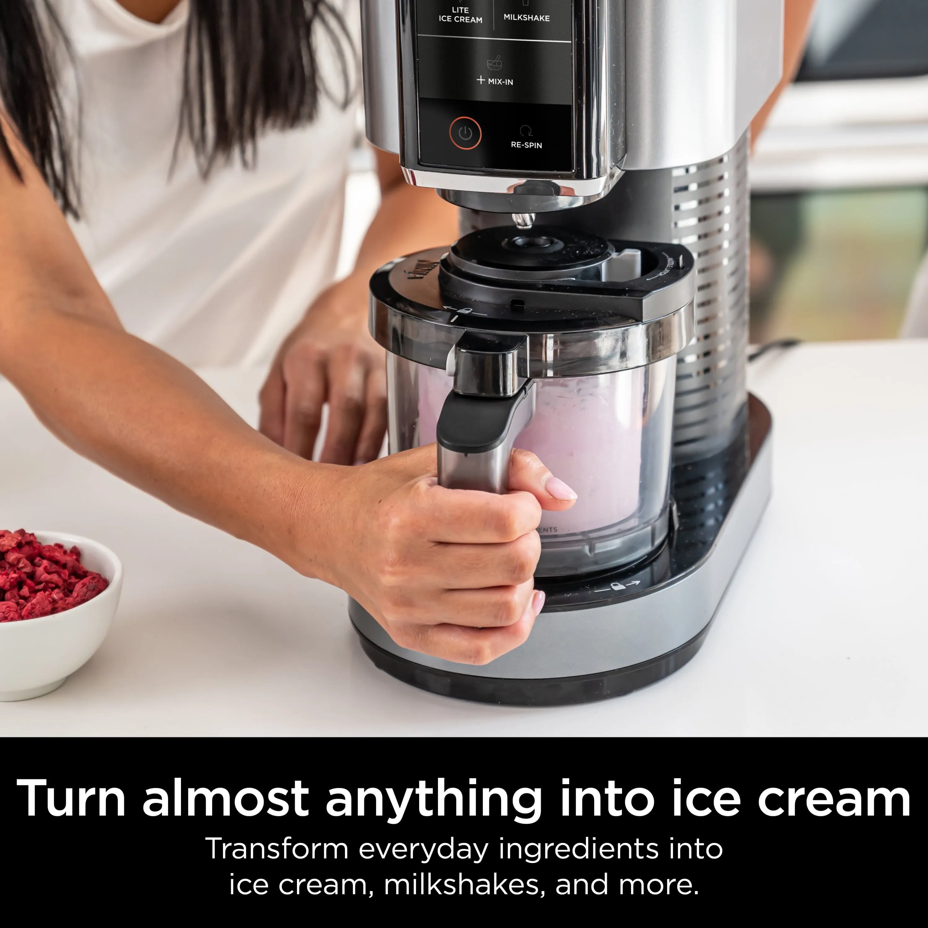 Ninja CREAMi, Ice Cream Maker, 5 One-Touch Programs, (2) 16oz. Pints with Storage Lids, NC300