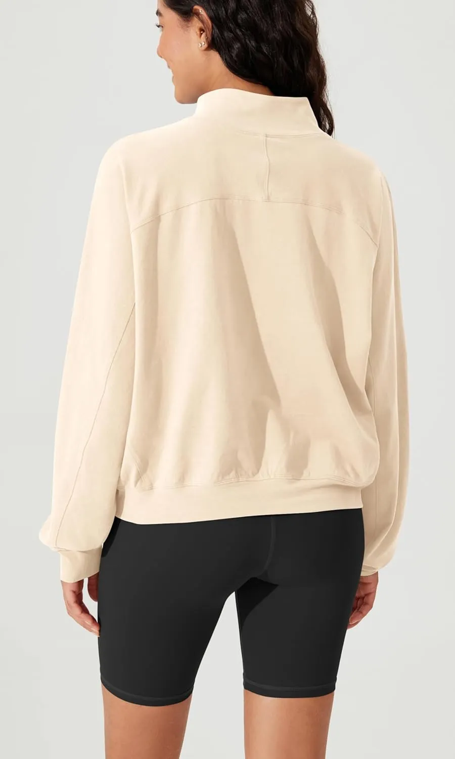 ODODOS Women's Purevibe Cotton Half-Zip Pullover Funnel Neck Sweatshirts Long Sleeve Tops