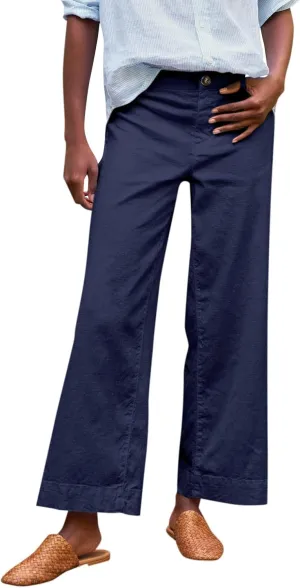 Pants for Women, Casual Pants Peasant Side Button Straight Leg Linen Plaid