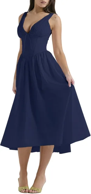 Party Dresses for Women Elegant Classy,Summer Slim Suspender Long Skirt V-Neck,Going Out Dress