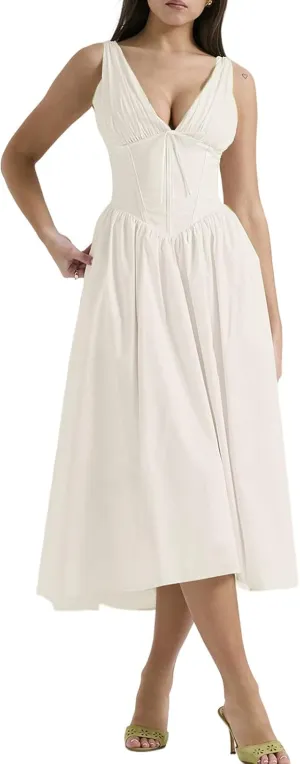 Party Dresses for Women Elegant Classy,Summer Slim Suspender Long Skirt V-Neck,Going Out Dress