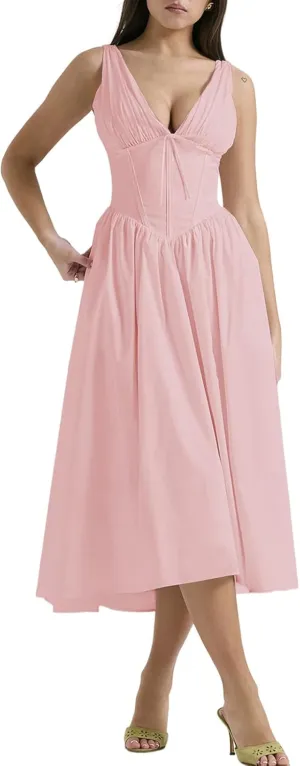 Party Dresses for Women Elegant Classy,Summer Slim Suspender Long Skirt V-Neck,Going Out Dress