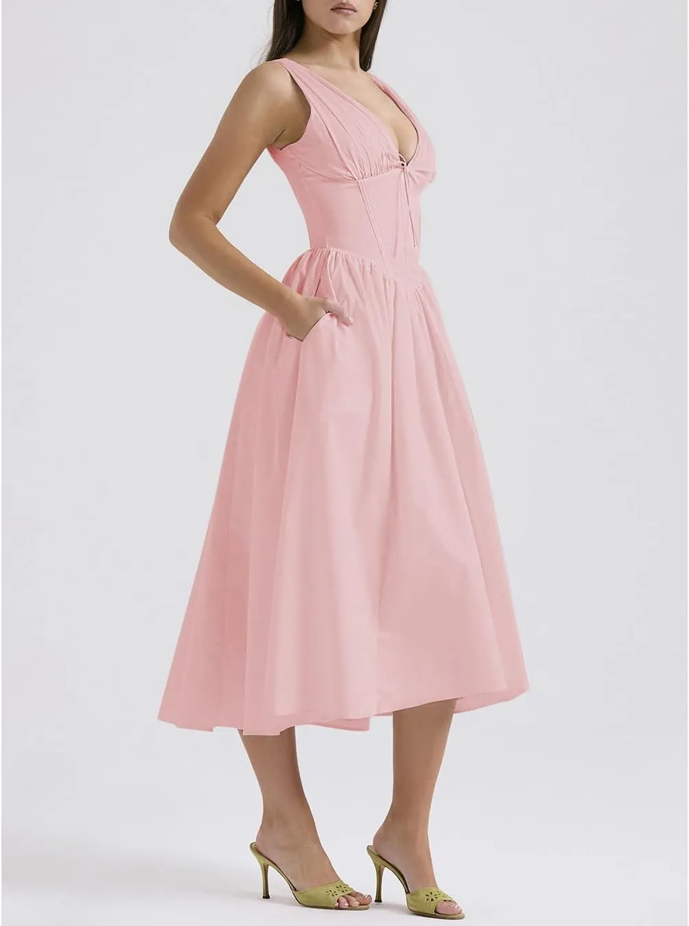 Party Dresses for Women Elegant Classy,Summer Slim Suspender Long Skirt V-Neck,Going Out Dress