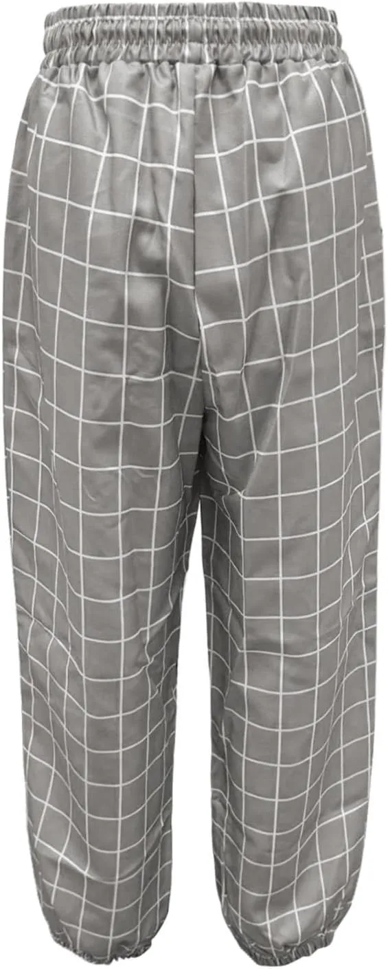 Plaid Pants for Men Summer Outdoor Casual Slacks Lightweight Drawstring Elastic Waist Tapered Trousers with Pocket