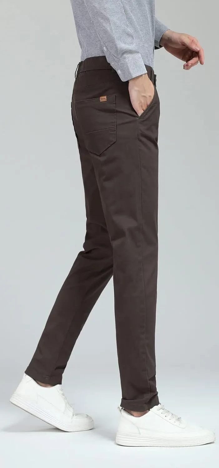 Plaid&Plain Men's Skinny Stretchy Khaki Pants Colored Pants Slim Fit Slacks Tapered Trousers